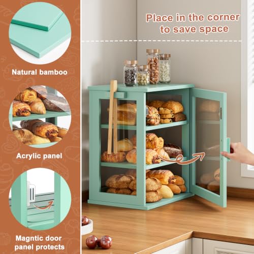 Bread Box for Kitchen Countertop (Green / Medium)