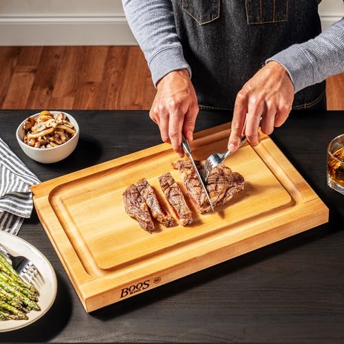 Block BBQBD Reversible Maple Wood Edge Grain BBQ Cutting Board with Juice Groove