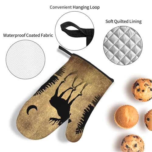 Oven Mitts and Pot Holders Sets of 4 High Heat Resistant Oven Mitts with Oven Gloves and Hot Pads Polyester Potholders for Kitchen Baking Grilling BBQ Non