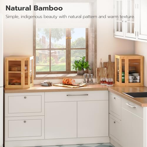 Bread Box Bamboo Bread Box for Kitchen Countertop (Natural)