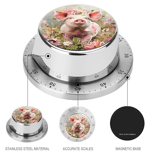 Pig Floral Kitchen Timer Mechanical No (Style / One Size)