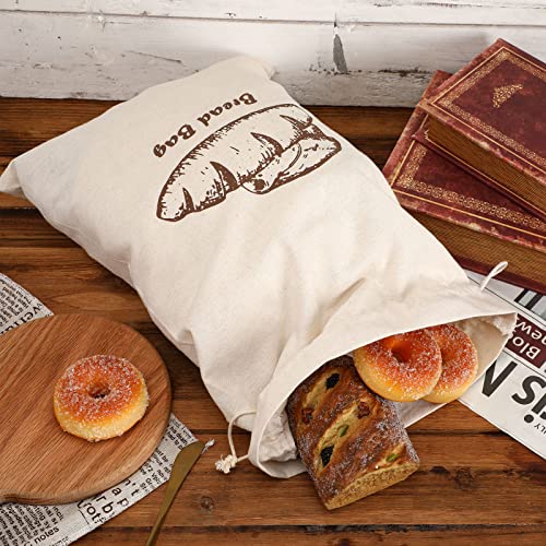 4 Pcs Linen Bread Bags for Homemade Bread Container Unbleached & Reusable Bread Storage
