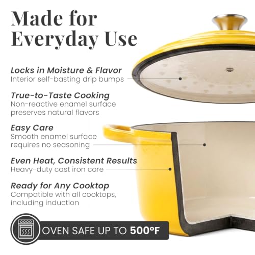 5.7 qt Enameled Cast Iron Dutch Oven Pot with Lid (Limoncello / 5.7 QT)