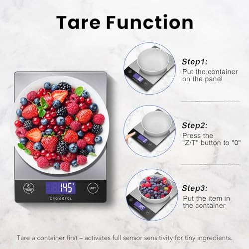 Food Scale Rechargeable 304 Stainless Steel Digital Kitchen Scale Weight Grams and Ounces with LCD Display