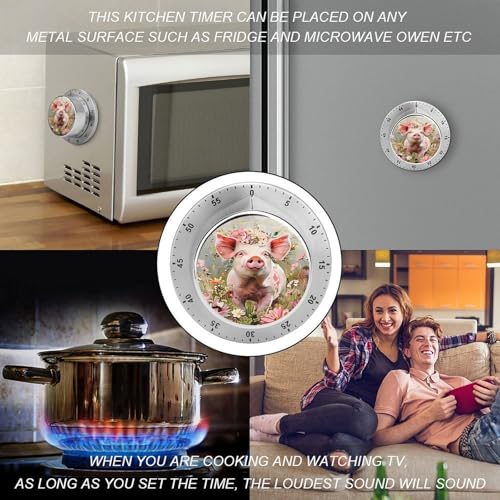 Pig Floral Kitchen Timer Mechanical No (Style / One Size)