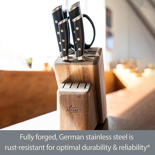 Forged German Stainless Steel Kitchen Knife Block Set (Silver/Black / 7-Piece Block Set)