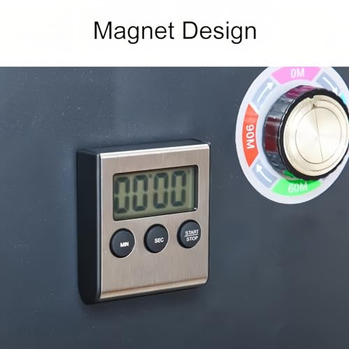 4 Pack Digital Timer with Magnetic Countdown Loud Alarm Hanging Hole Bracket Stainless Steel Battery Easy to Carry for Kitchen Cooking Baking Sports (4 Pack)