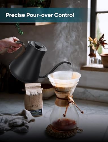 Gooseneck Electric Kettle with ±1℉ Temperature Control for Pour Over Coffee & Tea