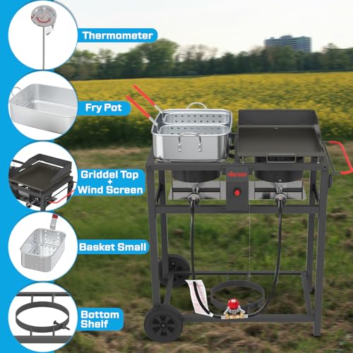 Outdoor Propane Deep Fryer & Grill Griddle Combo