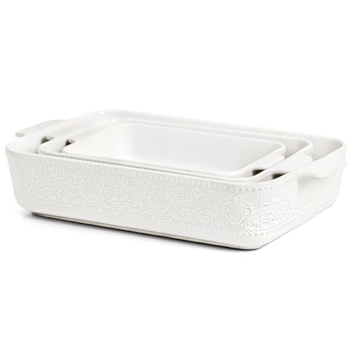 3 Pcs ceramic baking pans（Christmas Red）