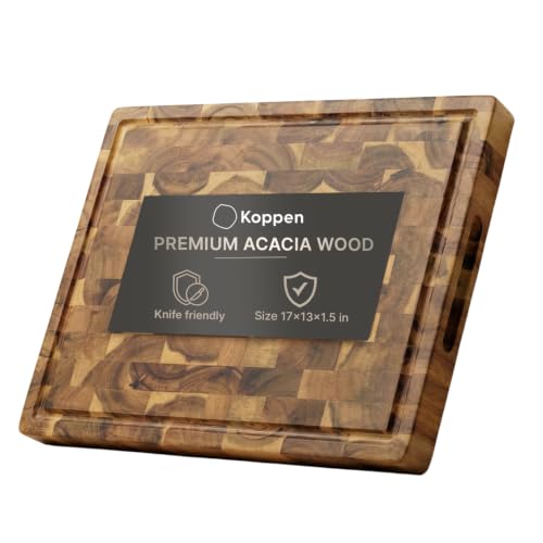 Acacia Wood End Grain Cutting Board (17"L x 13"W)
