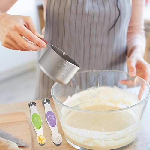 Magnetic Stainless Steel Measuring Cups and Spoons Set for Cooking & Baking