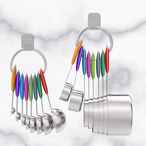Stainless Measuring Cups and Spoons Set with Silicone Handle (Multicolor)