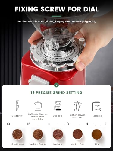 60mm Flat Burr Coffee Grinder (019 Red)