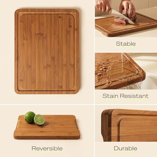Wooden Cutting Boards for Kitchen Meal Prep & Serving