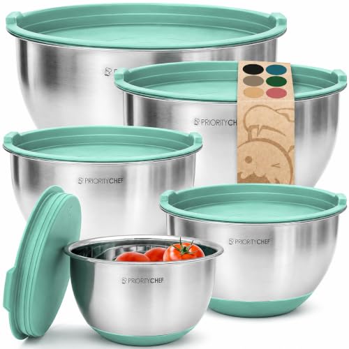 Premium Mixing Bowls With Lids Set (Turquoise)