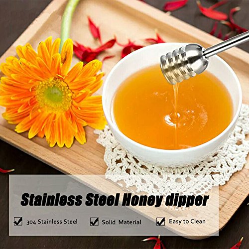 Honey and Syrup Dipper Stick Server Honey Spoon 304 Stainless Steel Wand for Honey Pot Jar Containers