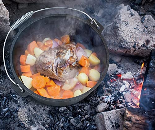 16QT Cast Iron Dutch Oven with Lip Lid & Bail Handle