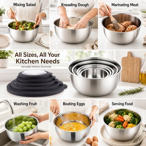 Mixing Bowls with Lids Set of 5 (Black)