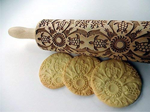 Embossing Rolling Pin Laser engraved rolling pin Gift for pottery and cookies by Algis Crafts