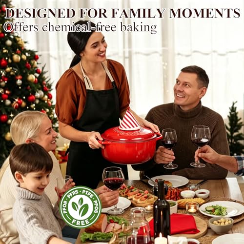 Enameled Cast Iron Dutch Oven (Red)