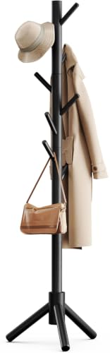 Sturdy Wooden Coat Tree with 8 Hooks