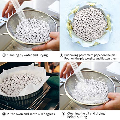 Ceramic Pie Weights Reusable 10mm Baking Beans Pie Crust Weights Natural Ceramic Stoneware with Wheat Straw Container