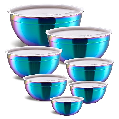 Colorful Mixing Bowls with Airtight Lids (Colorful / 7 Pieces)