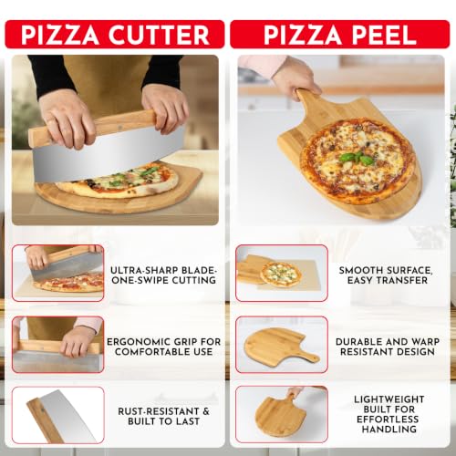 Large Pizza Stone for Oven and Grill Set