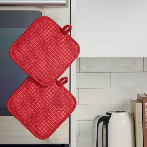 Gourmet Series Gridlines Pot Holders 2 (Passion Red)