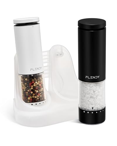 Rechargeable Electric Salt and Pepper Grinder Set with Charging Base