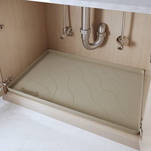 Heavy Duty Silicone Under Sink Mat for Kitchen&Bathroom 28" x 19" (Brown / 28'' x 19'' x 1'')