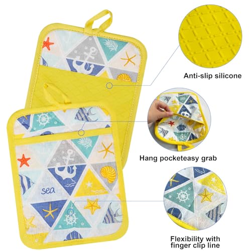 Oven Mitts and Pot Holders with Chef Apron (Sea Fish)