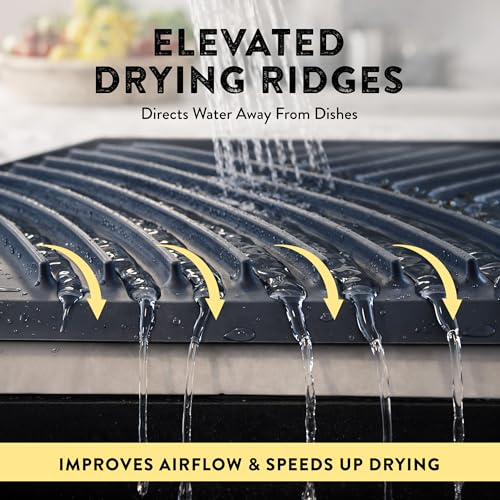 Silicone Dish Drying Mat with Drain (Charcoal Grey Color)
