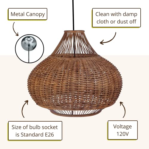 Wicker Pear Pendant Lamp 18 x 18 x 15