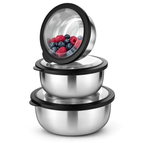 Mixing Bowls with Lids Set of 3 (Black)