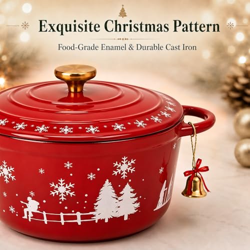 5QT Enameled Cast Iron Dutch Oven with Lid (red)