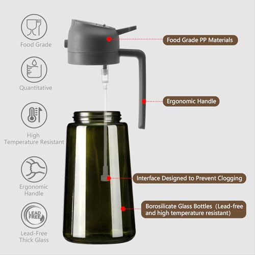 Olive Oil Dispenser and Oil Sprayer 16oz (Grey / 1 Pack)