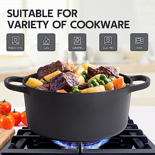 6 Quart Dutch Oven Enameled Cast Iron with Lid (Matte Black(No Enameled) / 6 QT)