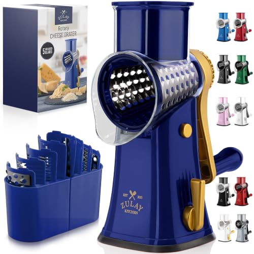 Rotary Cheese Grater 5 Blade With Reinforced Suction Base
