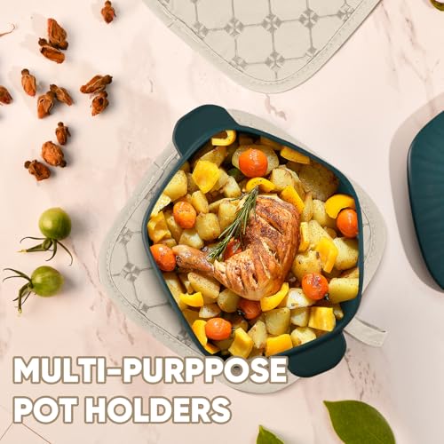 Oven Mitts Kitchen Towels Dishcloths with Pot Holders Sets 12PCS (Milkshake)