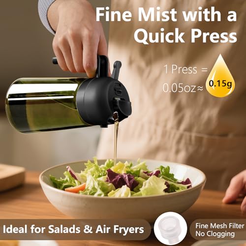 2PCS Olive Oil Dispenser and Oil Sprayer (Black&Black / 2 Pack)