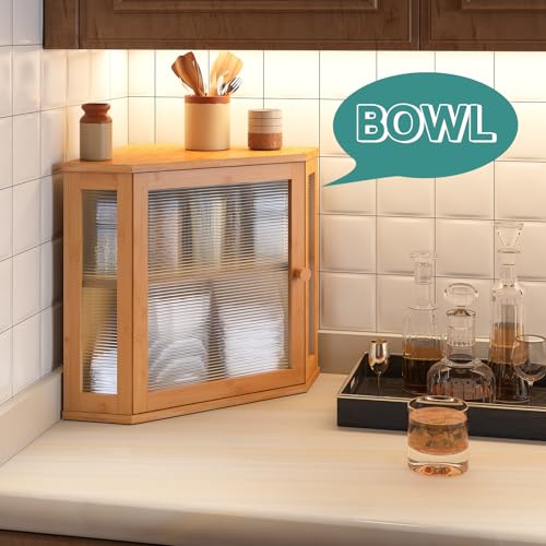 Corner Bread Box for Kitchen Counter (Natural / Medium)