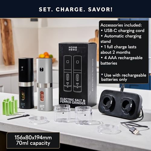 Rechargeable LED Light Up Electric Salt and Pepper Grinder Set