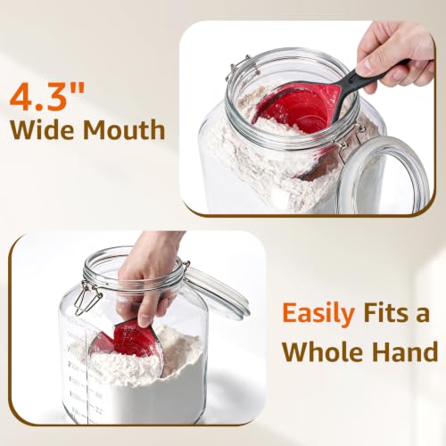 78oz Square Glass Food Storage Jars with Airtight Clamp Lids