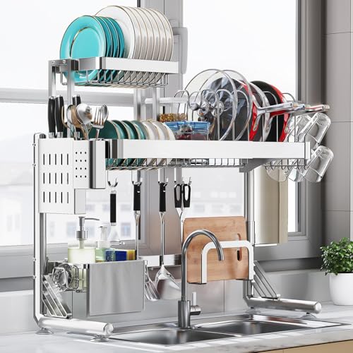 Upgrade 3 Tier Over Sink Dish Drying Rack Adjustable Width (2.5 Tier)