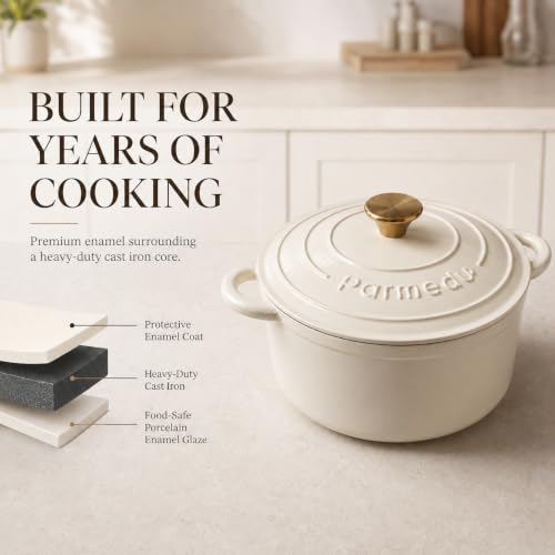 5.5QT Enameled Cast Iron Dutch Oven for Sourdough Bread White (Cream White / 5.5QT)