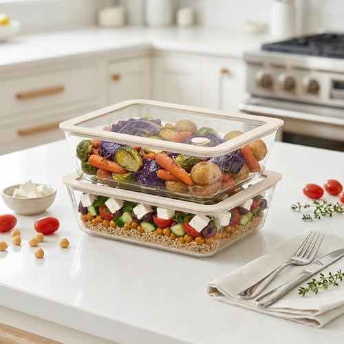 Glass Food Container Set with Glass Lid