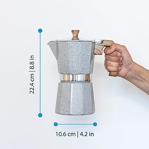 Milano Stovetop Espresso Maker Moka Pot 9 espresso Cup 15.2 oz Grey (9 espresso cups / Grey)