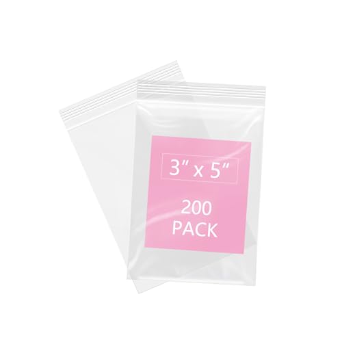 200 Pcs 2 Mil Reclosable Plastic Zip Poly Bags